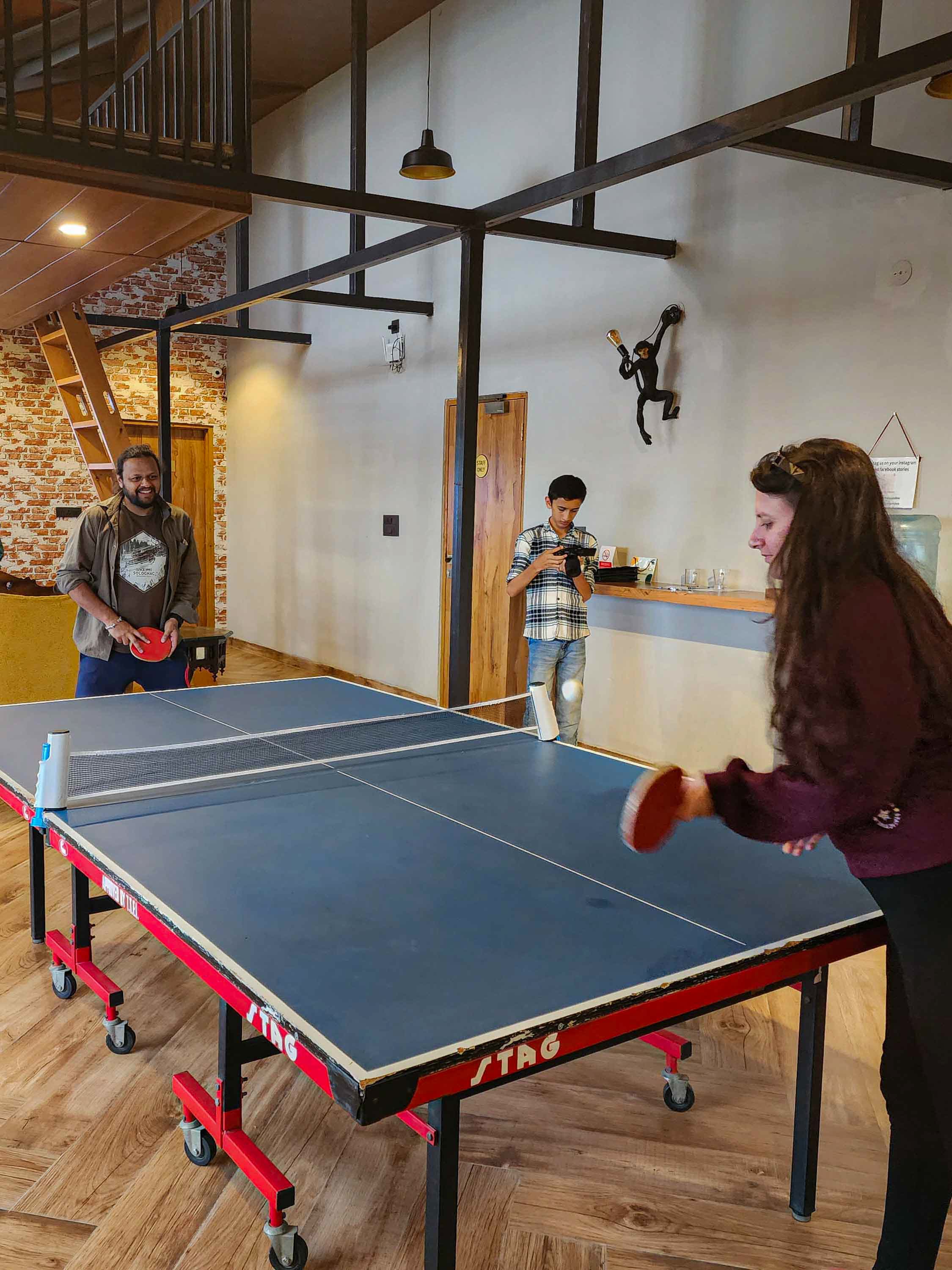 The recreation floor has table tennis, carrom and old school fun.